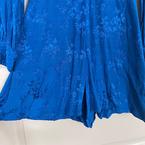 zara royal blue short jacquard jumpsuit - size small! - Picture 5 of 7